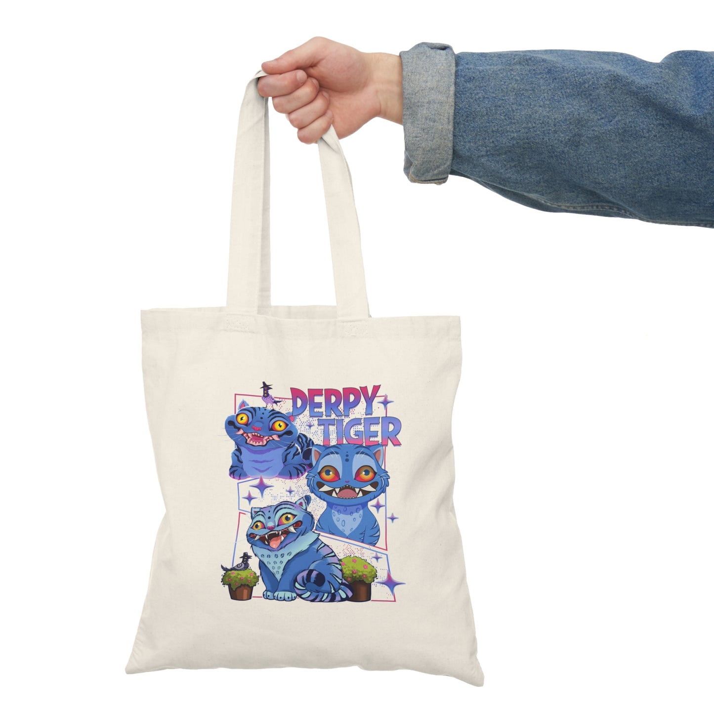 Derpy Tiger Cotton Tote Bag — Cute, Chaotic & Completely Irresistible