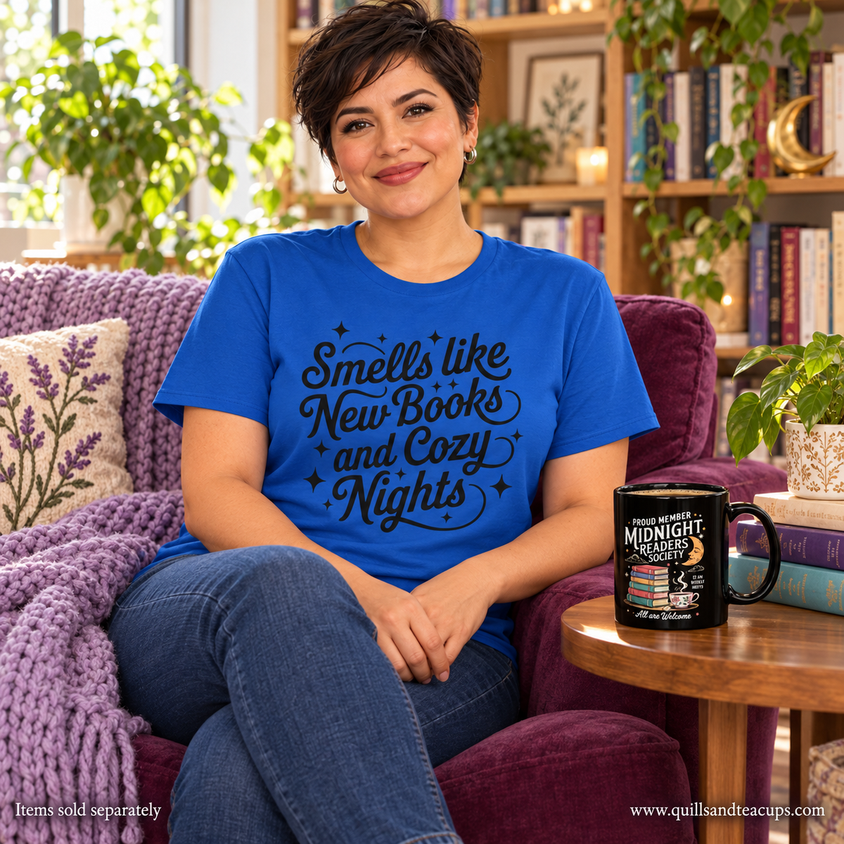 Smells Like New Books and Cozy Nights Shirt | Book Lover T-Shirt | Star Graphic Reader Tee | Librarian Gift | Bookish Shirt