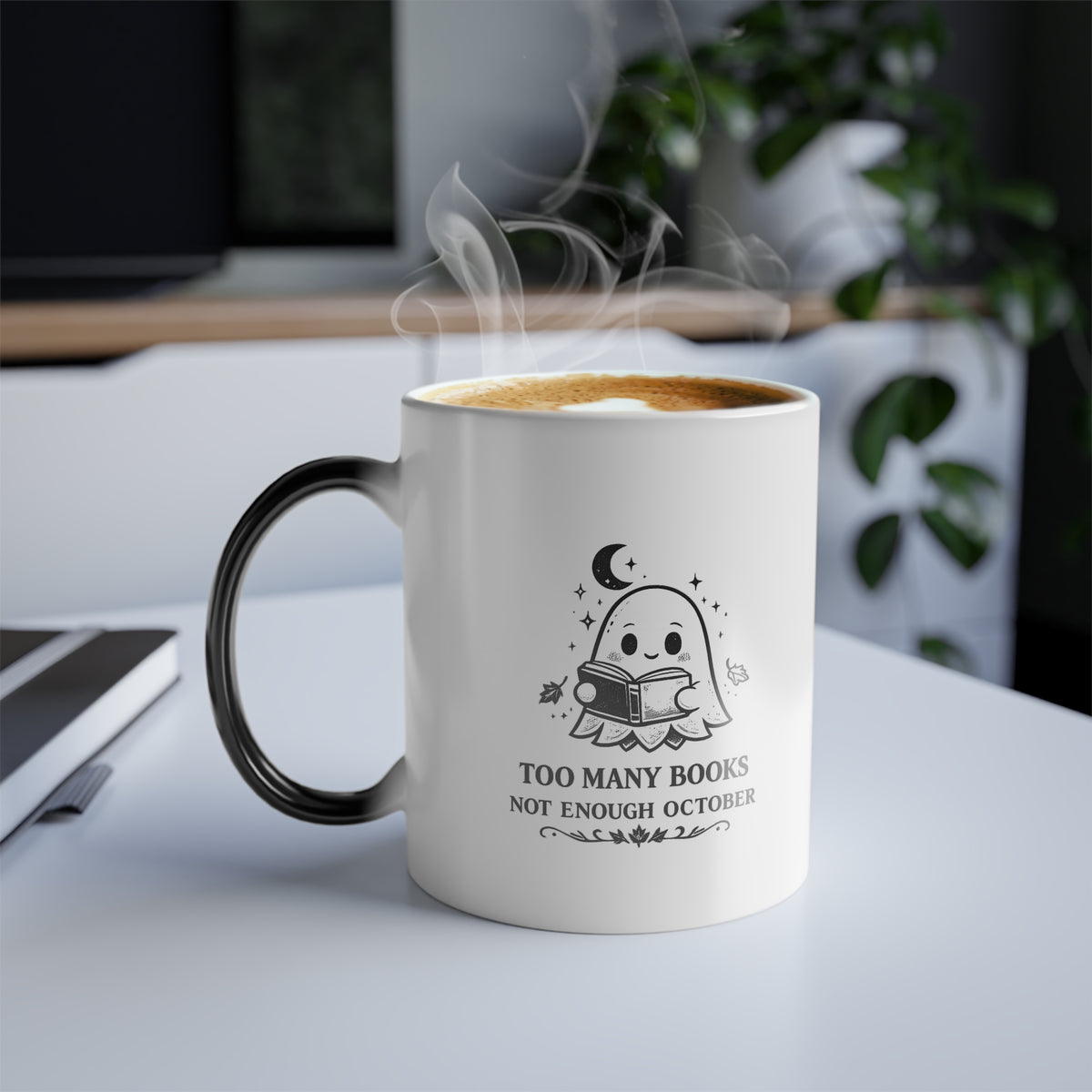 Too Many Books, Not Enough October 👻 Color-Changing Ghost Mug