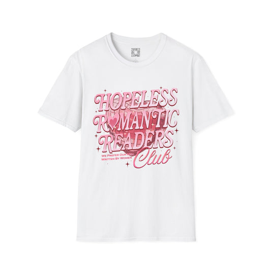 Hopeless Romantic Readers Club T-Shirt, Cute Literary Tee, Gift for Book Lovers, Casual Outfit, Cozy Reading Apparel, Unique Reading Gift
