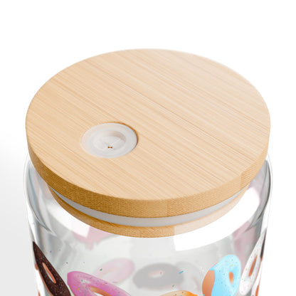 He wants the D-Donut-Themed Sipper Glass, Iced Coffee Drinkware, Iced Tea Drinkware