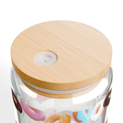 She Wants the D -  Donut Sipper Glass - 16oz Drinkware, Fun Ice Coffee Sipper, Gifts for Smoothie Enthusiast, Unique Coffee Cup