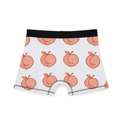 Playful Peach Print Men's Boxers, Fun Underwear Gift, Casual Comfort, Summer Wear, Unique Fashion Shorts
