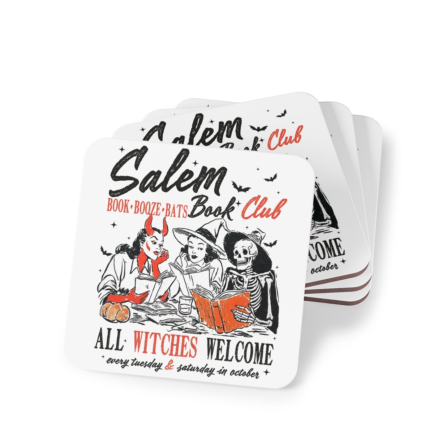 Salem Witches Club Coasters, Halloween Decor, Witchy Home Accessories, Book Club Coasters, Unique Gift for Witches