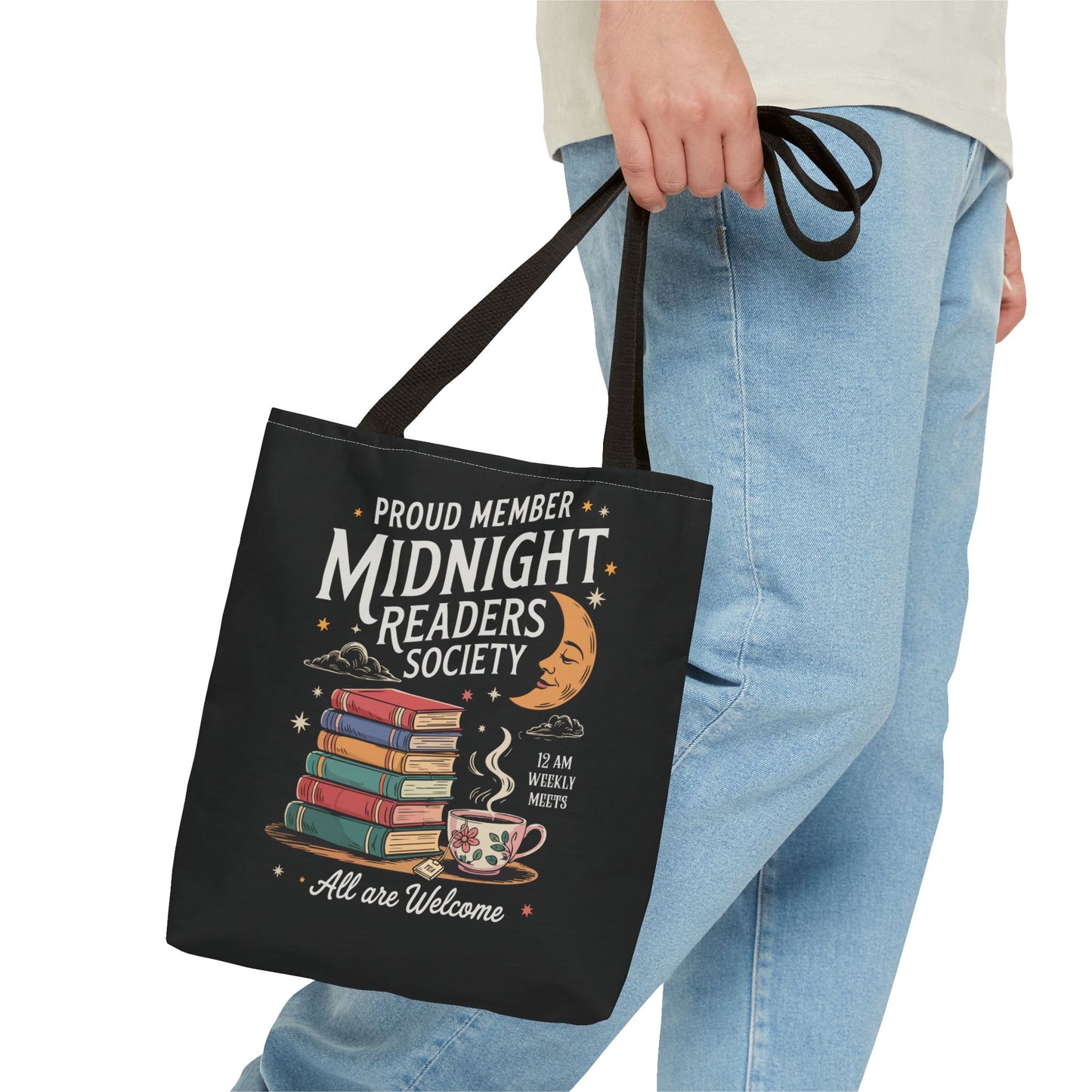 Midnight Readers Society Tote Bag – Perfect for Book Lovers, Gifts for Readers, Library Carryall, Reading Essentials, Literary Tote