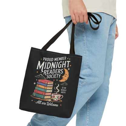 Midnight Readers Society Tote Bag – Perfect for Book Lovers, Gifts for Readers, Library Carryall, Reading Essentials, Literary Tote