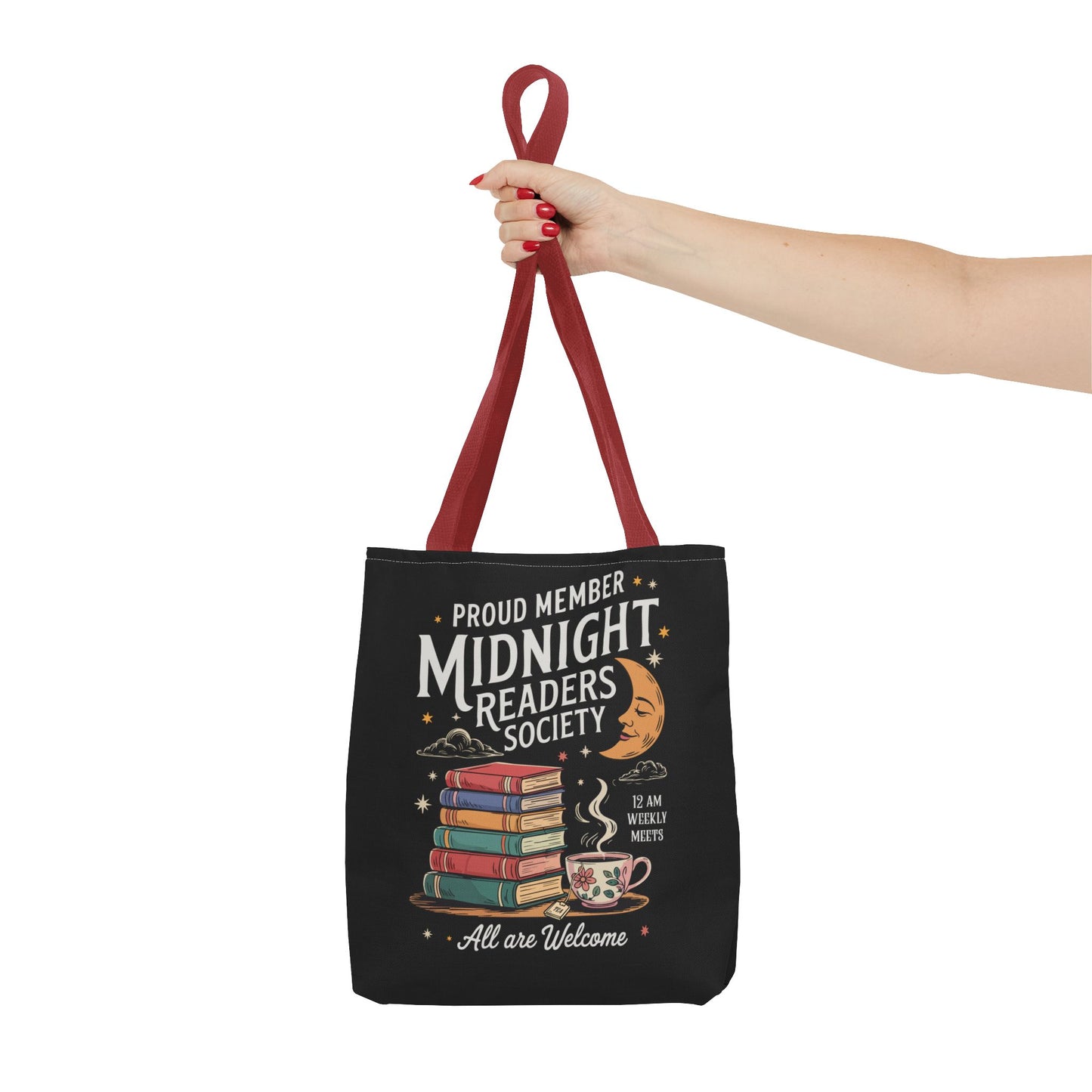 Midnight Readers Society Tote Bag – Perfect for Book Lovers, Gifts for Readers, Library Carryall, Reading Essentials, Literary Tote