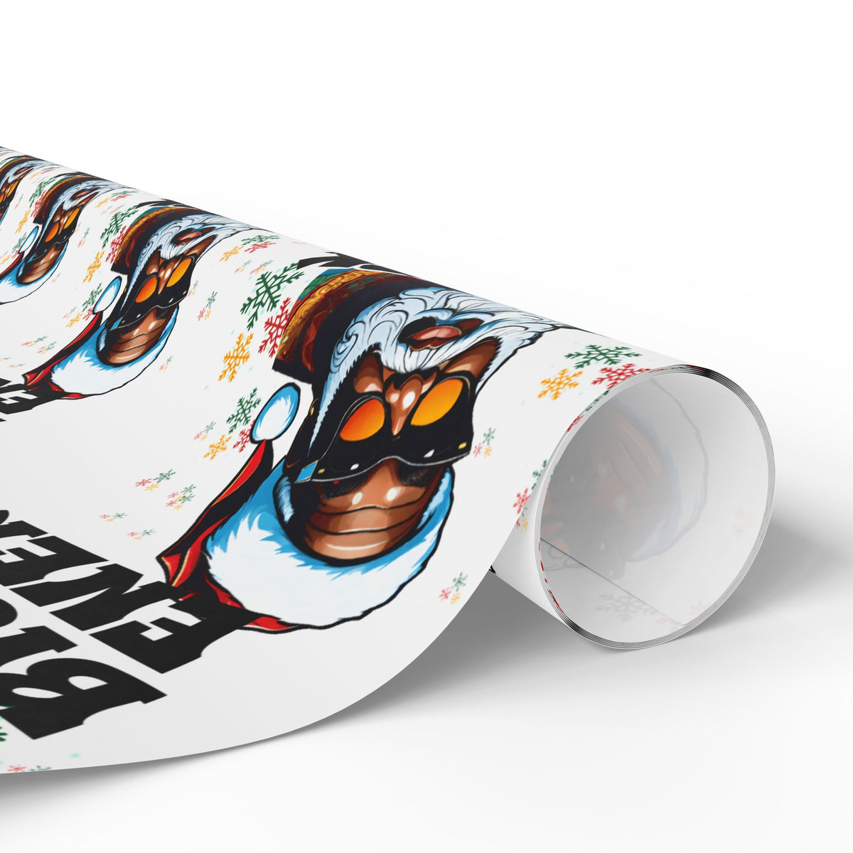 Big Nick Energy Gift Wrap | Black Santa Christmas Wrapping Paper | Funny Holiday Gift Wrap | Matte or Glossy Finish