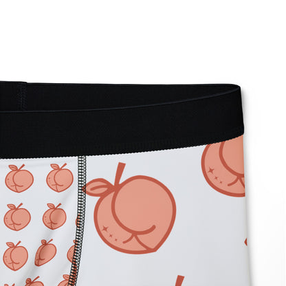 Playful Peach Print Men's Boxers, Fun Underwear Gift, Casual Comfort, Summer Wear, Unique Fashion Shorts
