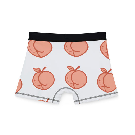 Playful Peach Print Men's Boxers, Fun Underwear Gift, Casual Comfort, Summer Wear, Unique Fashion Shorts