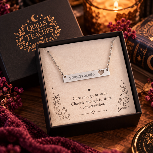 STFUATTDLAGG Spicy Reader Heart Bar Necklace — Wear Your Whole Personality