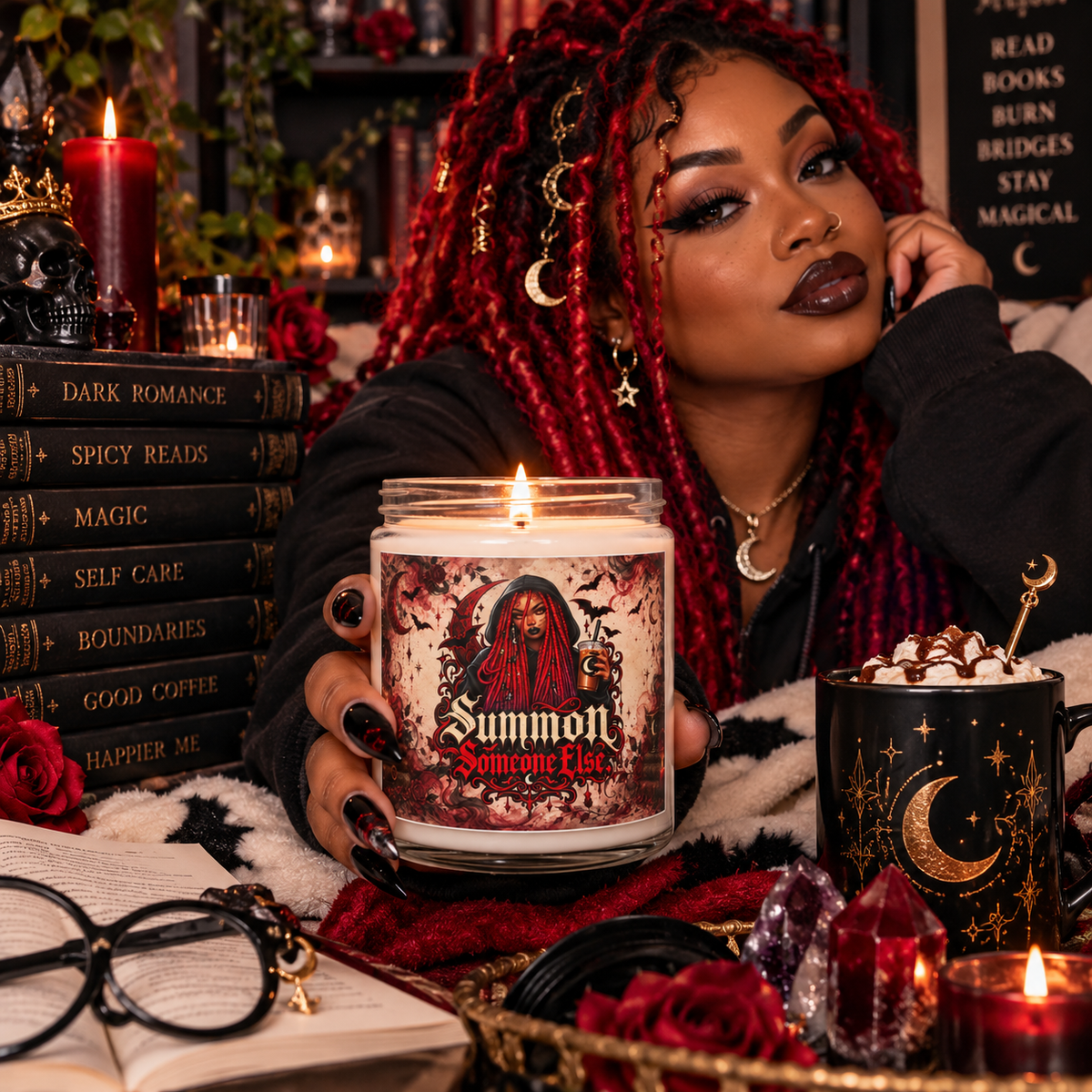 Summon Someone Else Candle | Gothic Witchy Candle | Dark Humor Gift for Book Lovers