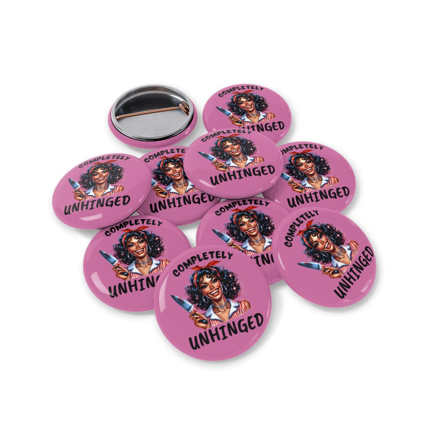 Completely Unhinged Round Pin, Quirky Enamel Badge, Funny Gift, Retro Pinback Button, Unique Accessory for Expressive Style