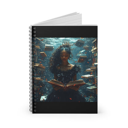 Bookcase underwater with a Girl Reading - Creative Writing, Journaling, School Supplies, Gift for Writers, Book Lovers, Art Enthusiasts