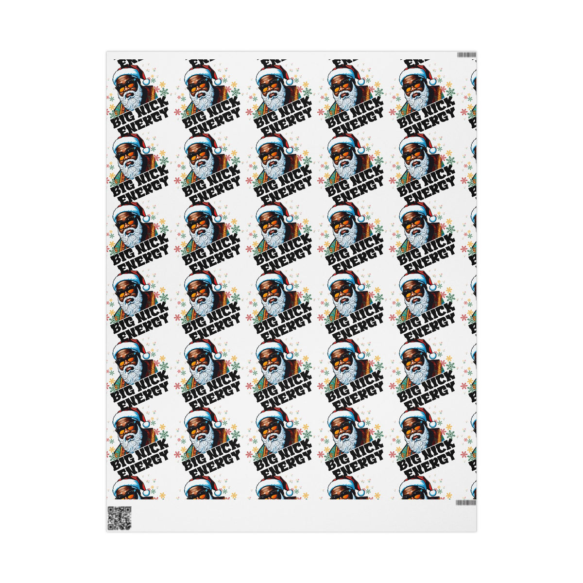 Big Nick Energy Gift Wrap | Black Santa Christmas Wrapping Paper | Funny Holiday Gift Wrap | Matte or Glossy Finish