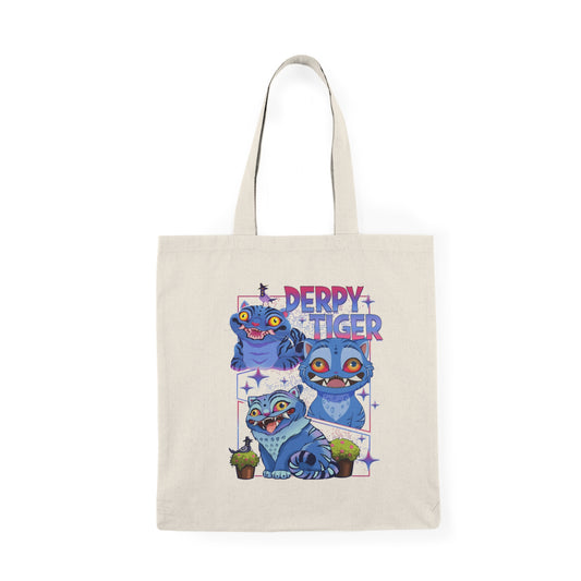 Derpy Tiger Cotton Tote Bag — Cute, Chaotic & Completely Irresistible