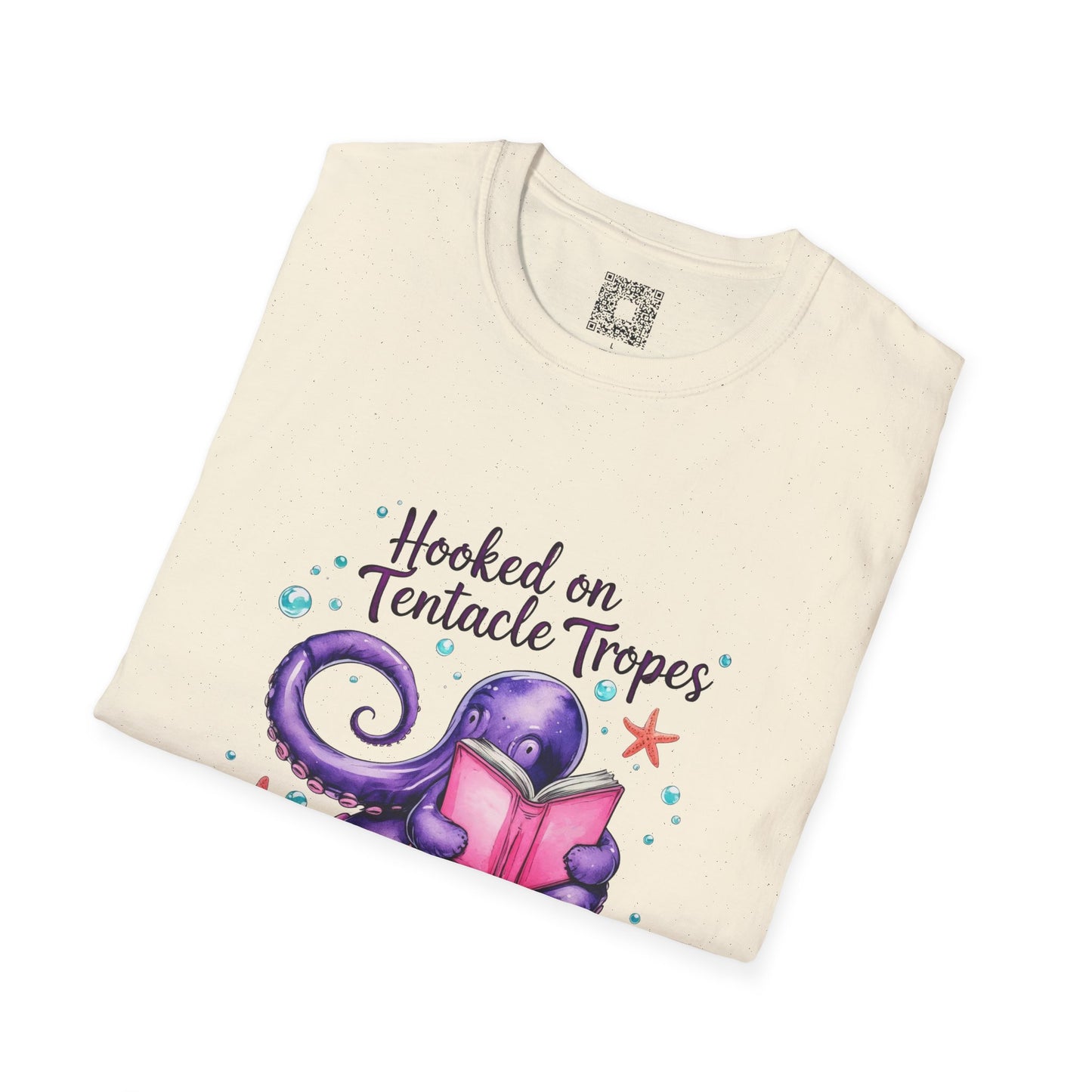 Hooked on Tentacle Tropes T-Shirt, Softstyle Tee for Book Lovers, Ocean-Themed Apparel, Gift for Readers, Monster Lovers Gift