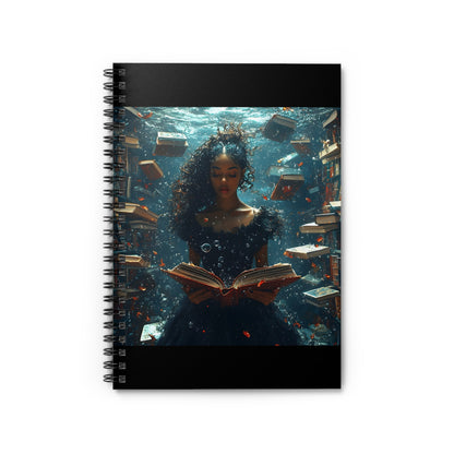 Bookcase underwater with a Girl Reading - Creative Writing, Journaling, School Supplies, Gift for Writers, Book Lovers, Art Enthusiasts