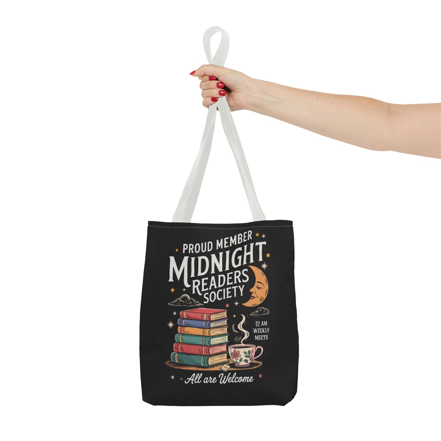Midnight Readers Society Tote Bag – Perfect for Book Lovers, Gifts for Readers, Library Carryall, Reading Essentials, Literary Tote