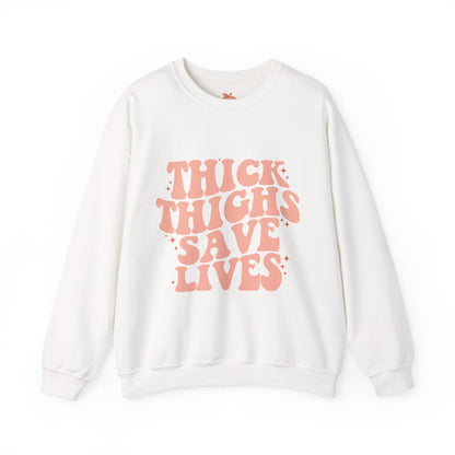 Thick Thighs Save Lives Sweatshirt, Cute Casual Sweatshirt, Gift for Her, Cozy Unisex Crewneck, Trendy Apparel, Comfortable Fashion