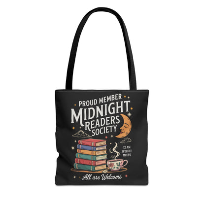 Midnight Readers Society Tote Bag – Perfect for Book Lovers, Gifts for Readers, Library Carryall, Reading Essentials, Literary Tote