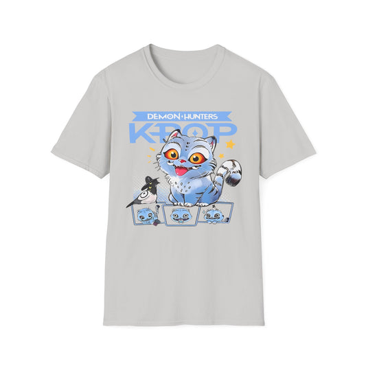 Cute K-Pop demon Cat Unisex T-Shirt, Cartoon Graphic Tee, Anime Style Shirt, Perfect Gift for Cat Lovers and K-Pop Fans, Casual Wear