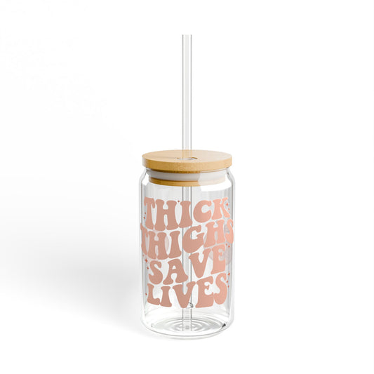 Trendy Sipper Glass with Bamboo Lid, Eco-Friendly Drinkware, Personalized Glasses, Perfect for Parties, Yoga, Gifts, Inspirational Quotes