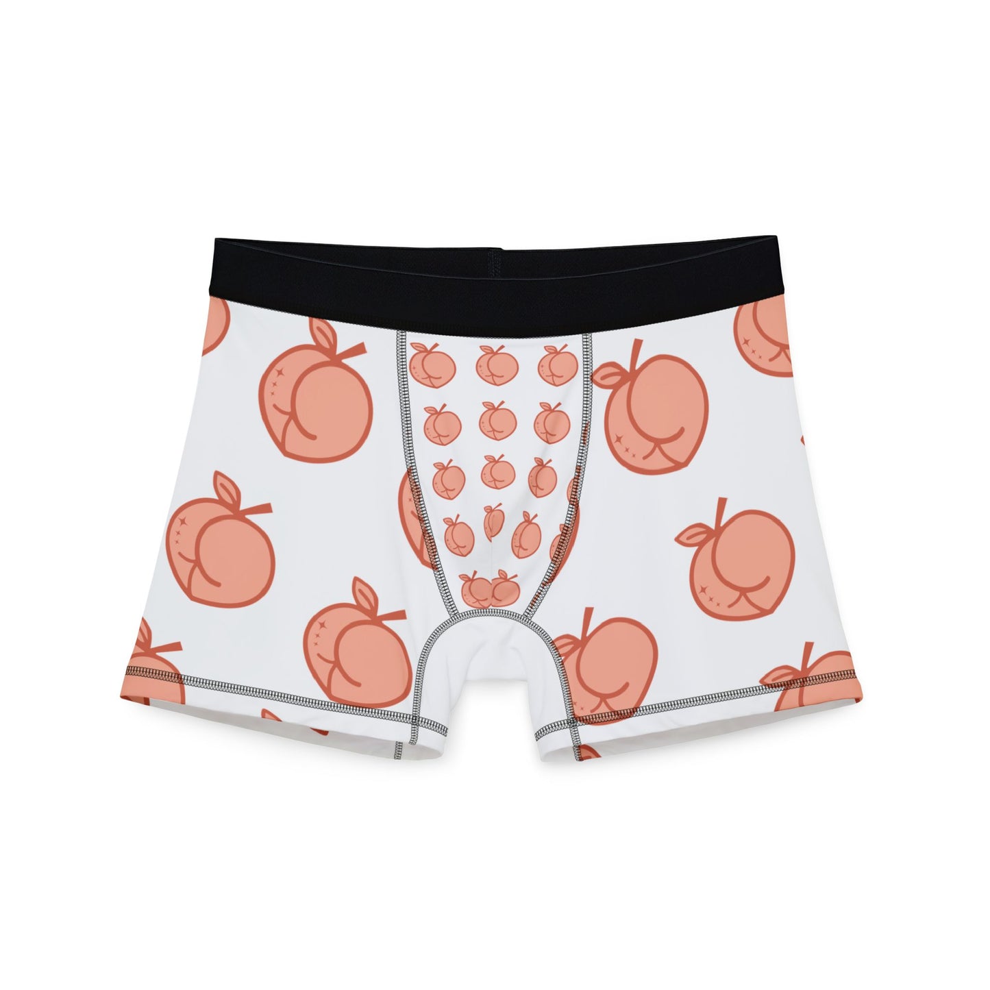 Playful Peach Print Men's Boxers, Fun Underwear Gift, Casual Comfort, Summer Wear, Unique Fashion Shorts