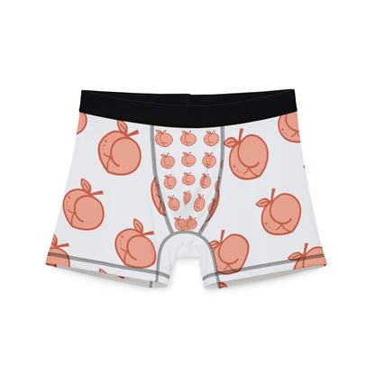Playful Peach Print Men's Boxers, Fun Underwear Gift, Casual Comfort, Summer Wear, Unique Fashion Shorts