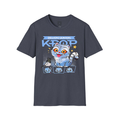 Cute K-Pop Demon Tiger  Unisex T-Shirt, Cartoon Graphic Tee, Anime Style Shirt, Perfect Gift for Cat Lovers and K-Pop Fans, Casual Wear