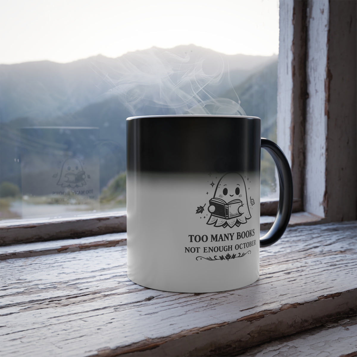 Too Many Books, Not Enough October 👻 Color-Changing Ghost Mug
