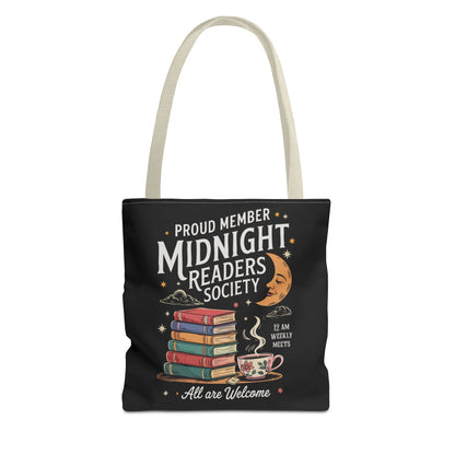 Midnight Readers Society Tote Bag – Perfect for Book Lovers, Gifts for Readers, Library Carryall, Reading Essentials, Literary Tote