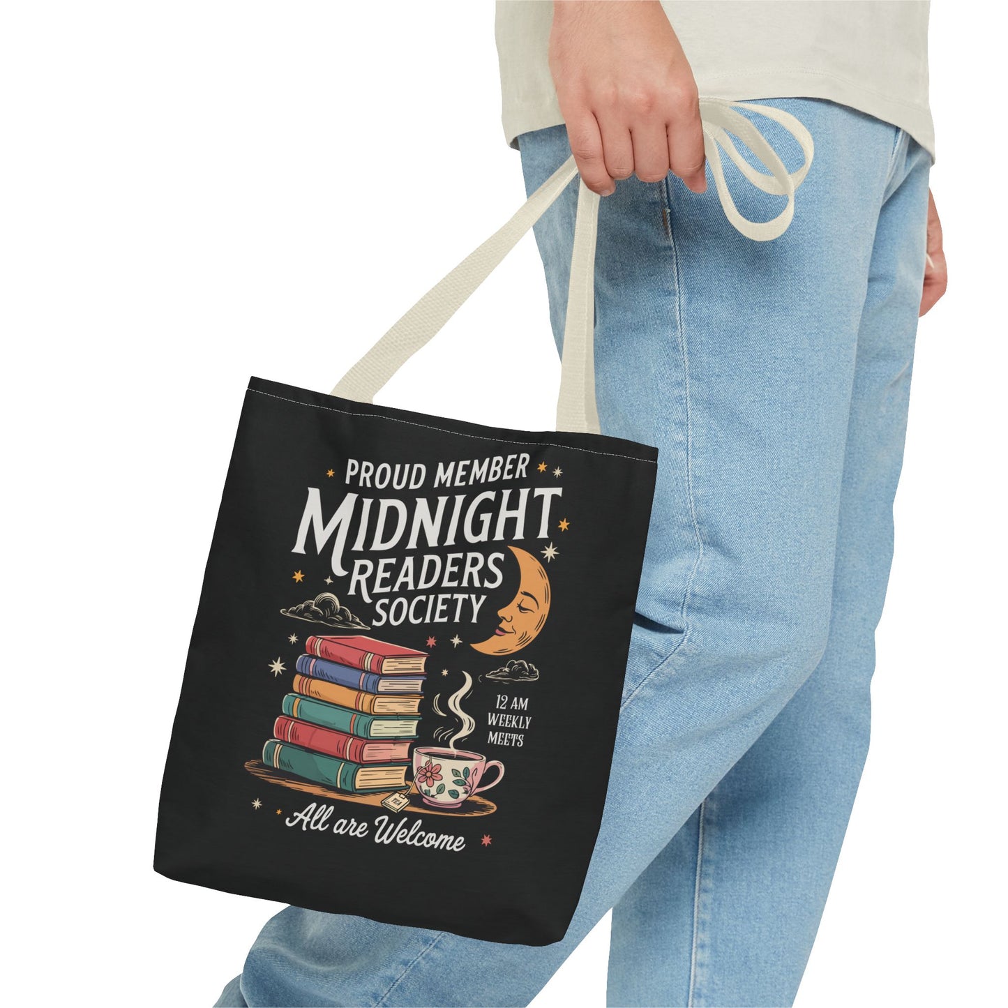 Midnight Readers Society Tote Bag – Perfect for Book Lovers, Gifts for Readers, Library Carryall, Reading Essentials, Literary Tote