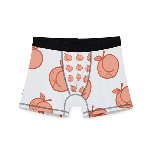 Playful Peach Print Men's Boxers, Fun Underwear Gift, Casual Comfort, Summer Wear, Unique Fashion Shorts